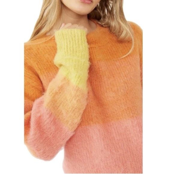 FREE PEOPLE Autumn Sky Colorblock Tri-Tone Pullover Wool Blend Sweater Size S - Picture 10 of 10